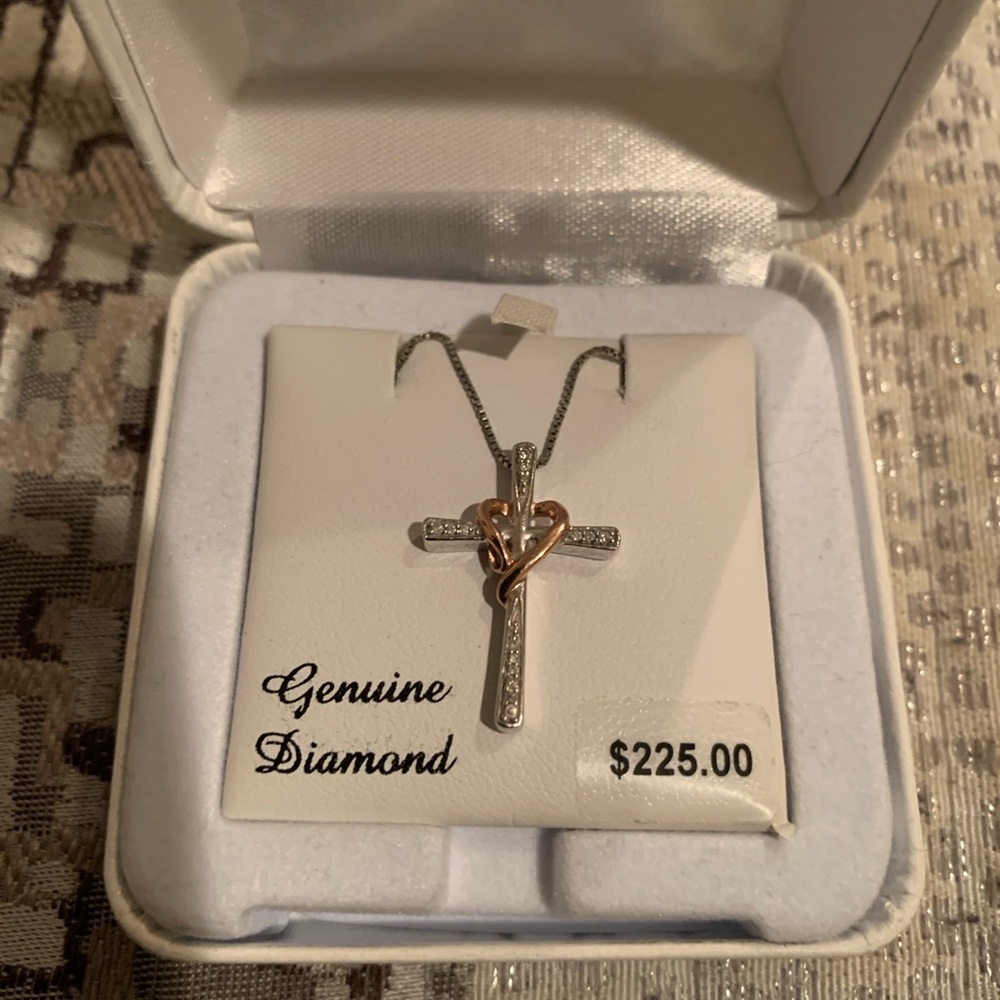 Kohl's Silver and Gold Cross Necklace with Diamond